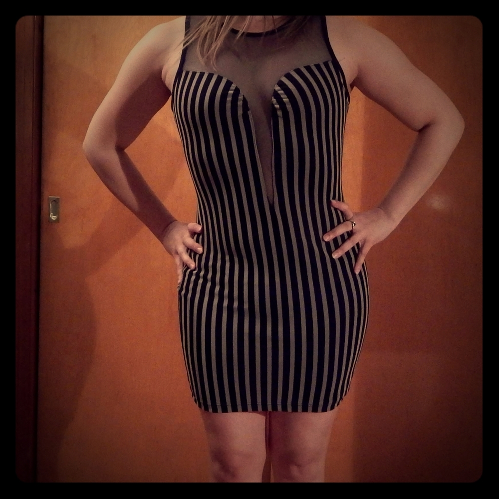 Vertical Stripe Mini Dress